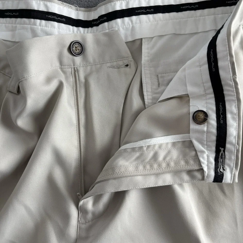 Jack Nicklaus Golf Pants Beige Pleated Dress Trousers Menswear 38x32‎